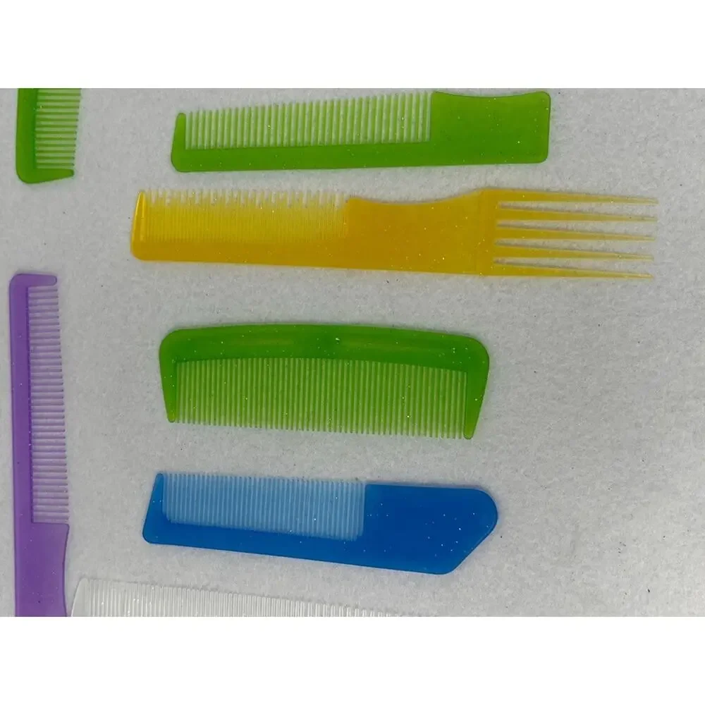 Lot of‎ 9 Vintage Pocket Purse Styling Hair Combs Nylon Rat Tail Pick Glitter